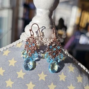 Turquoise and Copper Dangle Earrings